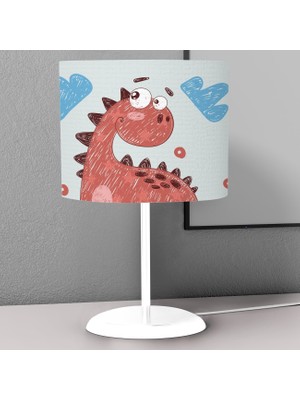 instababyrooms Kırmızı Sevimli Dinazor Desenli Çocuk Odası Dijital Baskılı Çocuk Odası Masaüstü Abajur Avize