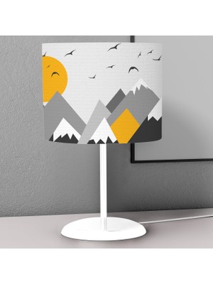 instababyrooms Dağ Güneş ve Martı  Desenli Çocuk Odası Dijital Baskılı Çocuk Odası Masaüstü Abajur Avize