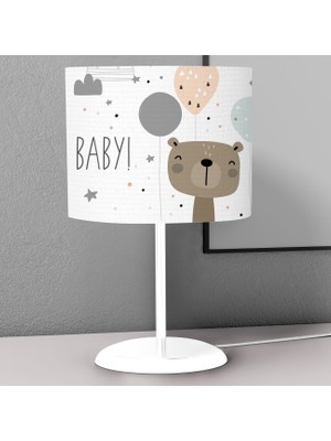 instababyrooms Renkli Balon ve Ayı Desenli Çocuk Odası Dijital Baskılı Çocuk Odası Masaüstü Abajur Avize