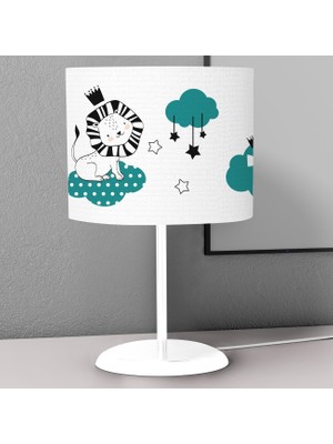 instababyrooms Yeşil Aslan  Desenli Çocuk Odası Dijital Baskılı Çocuk Odası Masaüstü Abajur Avize