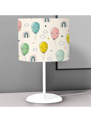 instababyrooms Mutlu Balon Desenli Çocuk Odası Dijital Baskılı Çocuk Odası Masaüstü Abajur Avize