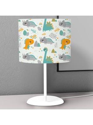 instababyrooms Küçük Dinazorlar Desenli Çocuk Odası Dijital Baskılı Çocuk Odası Masaüstü Abajur Avize
