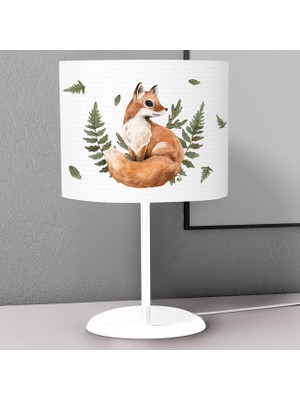 instababyrooms Kahverengi Tilki Desenli Çocuk Odası Dijital Baskılı Çocuk Odası Masaüstü Abajur Avize