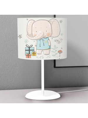 instababyrooms Fil ve Hediye Kutu  Desenli Çocuk Odası Dijital Baskılı Çocuk Odası Masaüstü Abajur Avize