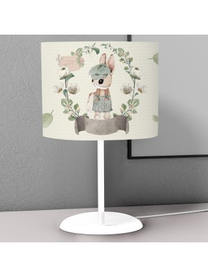 instababyrooms Şapkalı Tavşan Desenli Çocuk Odası Dijital Baskılı Çocuk Odası Masaüstü Abajur Avize