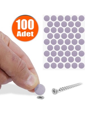 BADEM10 Yapışkanlı Vida Tapası Tıpası Lila Vida Kapatıcı Kapağı 100 Adet