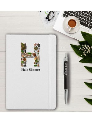 Promosyon Denizi Kişiye Özel Doğa Motifli Beyaz Tarihsiz Ajanda + Kalem