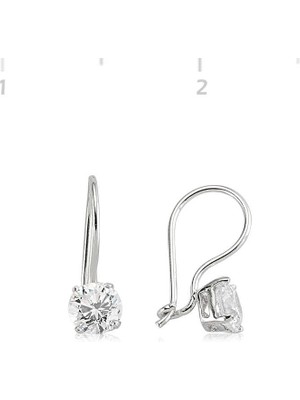 Gumush Gümüş Tek Taş Sallantılı Küpe