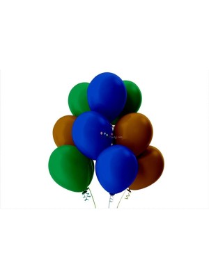Bal10 Dünyası Açık Yeşil-Kahverengi-Koyu Mavi Pastel Soft Balon 50 Adet + 5 Metre Balon Zinciri