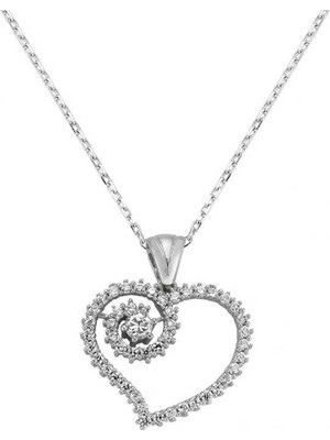 Gumush Gümüş Kalpli Bayan Kolye