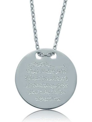 Gumush Gümüş Ayetel Kürsi Yazılı Plaka Bayan Kolye