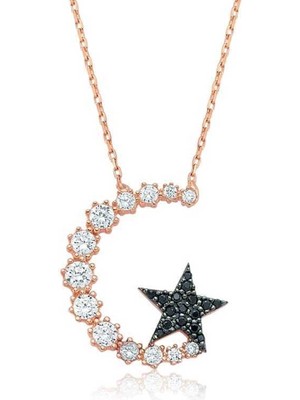 Gumush Gümüş Ay Yıldız Bayan Kolye