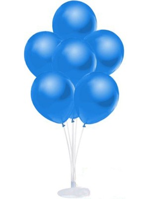 Bal10 Dünyası Balon Standı ve 7 Adet  Metalik Koyu Mavi Balon Seti