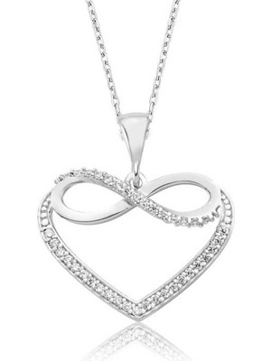 Gumush Gümüş Kalpli Sonsuzluk Bayan Kolye