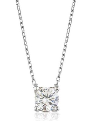 Gumush Gümüş Tek Taş Bayan Kolye