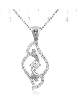 Gumush Gümüş Beyaz Taşlı Bayan Kolye