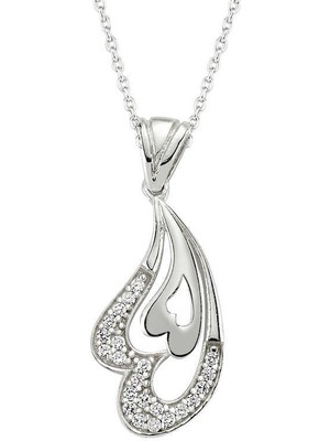 Gumush Gümüş Kalpli Bayan Kolye