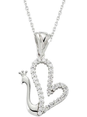 Gumush Gümüş Kalpli Kuğu Bayan Kolye