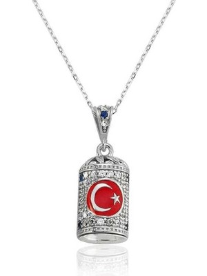 Gumush Gümüş Ay Yıldız Cevşen Bayan Kolye