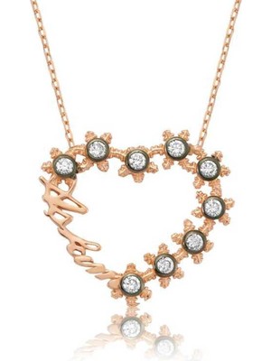 Gumush Gümüş Aşkım Yazılı Kalpli Bayan Kolye