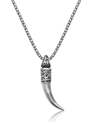 Gumush Gümüş Fil Dişi Erkek Kolye