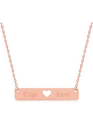 Gumush Gümüş Kişiye Özel Isimli Çubuk Kalp Kolye