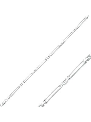 Gumush Gümüş Ince Çift Çizgili Erkek Bileklik