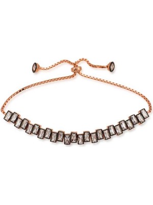 Gumush Gümüş Baget Taşlı Asansör Bileklik