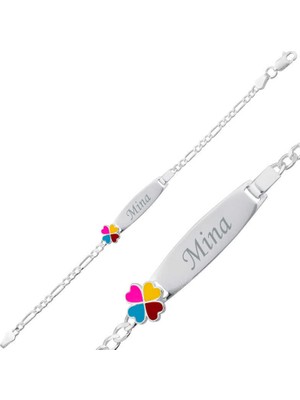 Gumush ​gümüş Renkli Yonca Plaka Çocuk Bileklik