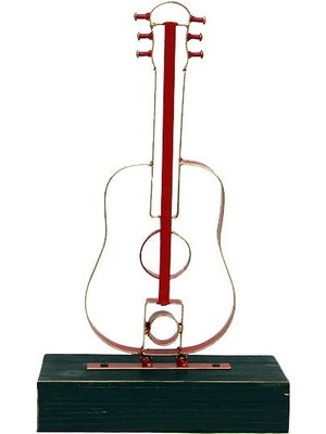 Obje Gitar Ahşap Standlı Biblo Dekoratif Ev Ofis Hediyelik
