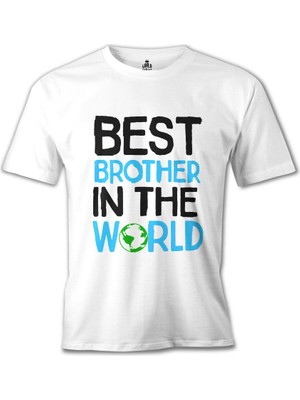 Lord T-Shirt Yazı - Best Brother In The World Beyaz Erkek Tshirt