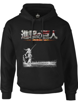 Lord T-Shirt Attack On Titan  Siyah Erkek Fermuarsız Kapşonlu