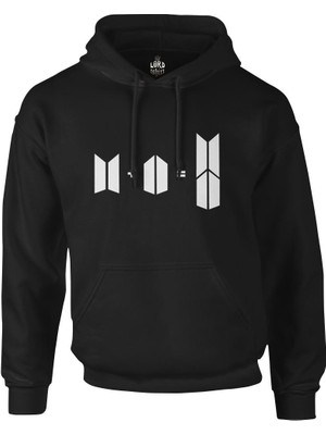 Lord T-Shirt Bts -  Bts + Army Siyah Erkek Fermuarsız Kapşonlu