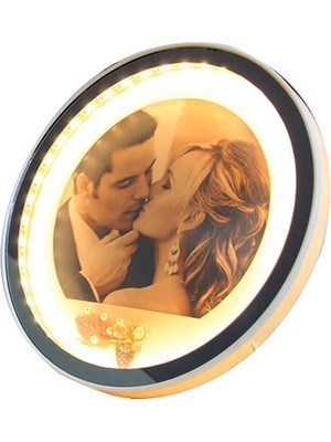 Ayna LED Li Çerçeve LED Işıklı Yuvarlak Fotoğraf Çerçevesi