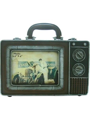 Dekoratif Metal Çerçeve Televizyon Temalı Vintage Hediyelik