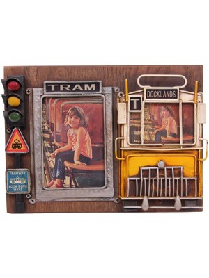 Dekoratif Metal Çerçeve Tramvay Dekorlu Vintage Ev Ofis Hediyelik