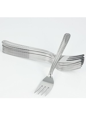 Çanak Sepeti Paslanmaz Çelik Rostfrei Tatlı Çatalı Takımı 12'li