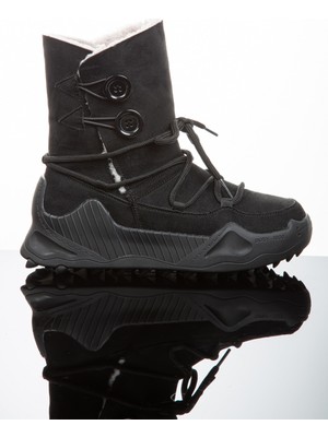 Allyup Imershoes Kadın Günlük Süet Bot Bootie Postal Içi Kürklü Düğmeli ve Bağcıklı Kaymaz Taban
