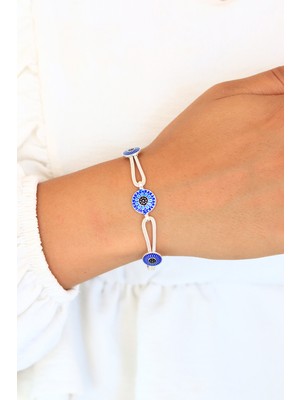 Midyat Nurtaş Gümüş Mavi Siyah Mineli Mardin Hasırı Örgü Gümüş Bileklik