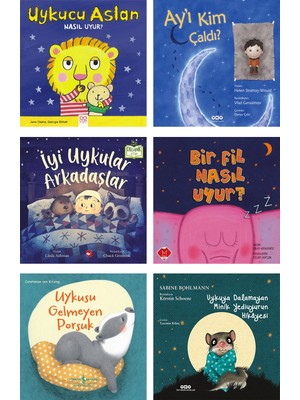 Mikado Yayınları – Uykucu Aslan + Ay’ı Kim Çaldı + Iyi Uykular Arkadaşlar + Bir Fil Nasıl Uyur? + Uykusu Gelmeyen Porsuk + Uykuya Dalamayan Minik Yediuyurun Hikayesi / 6lı Çocuk Kitap Seti