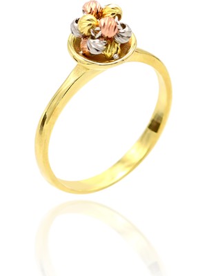 Midyat Nurtaş Gümüş Dorika Model Rose ve Altın Kaplama Gümüş Yüzük