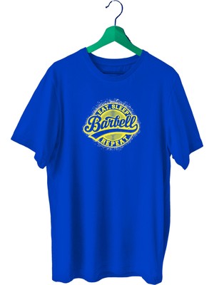 Bluu Barbell Sporcu T-Shirt Bisiklet Yaka
