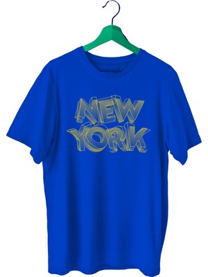 Bluu Newyorklite Sporcu T-Shirt Bisiklet Yaka
