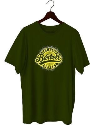 Bluu Barbell Sporcu T-Shirt Bisiklet Yaka