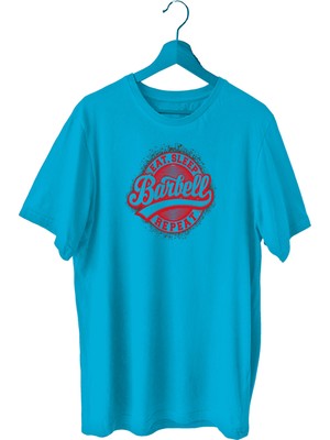 Bluu Barbell Sporcu T-Shirt Bisiklet Yaka