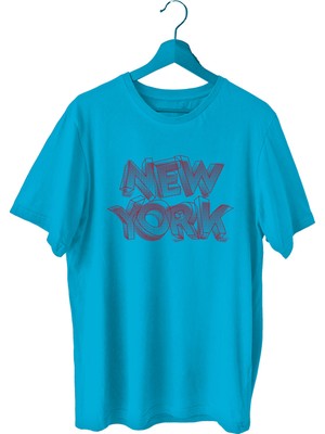 Bluu Newyorklite Sporcu T-Shirt Bisiklet Yaka