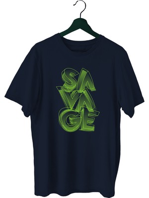 Bluu Savage Sporcu T-Shirt Bisiklet Yaka