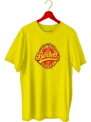 Bluu Barbell Sporcu T-Shirt Bisiklet Yaka