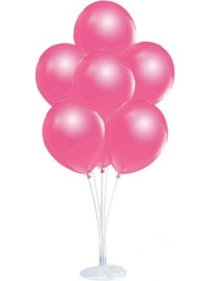 Bal10 Dünyası Balon Standı ve 7 Adet  Metalik Fuşya Balon Seti