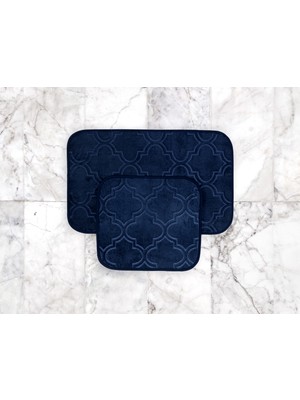 Madame Coco Alsatia 2'li Banyo Paspası - Indigo - 50 x 80 + 45 x 50 cm